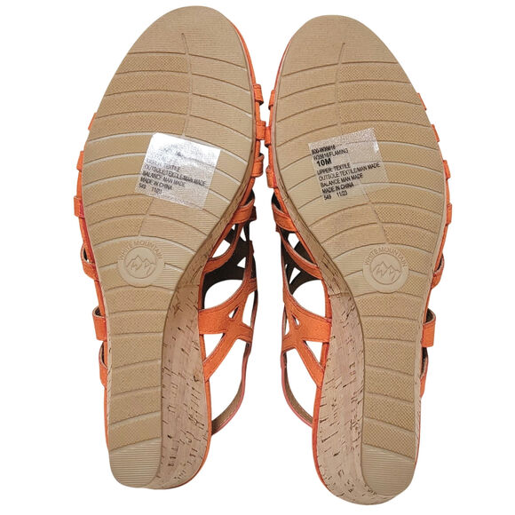 White Mountain Women Flaming Slingback Cork Wedge Sandals Size US 10M Orange - Picture 5 of 6
